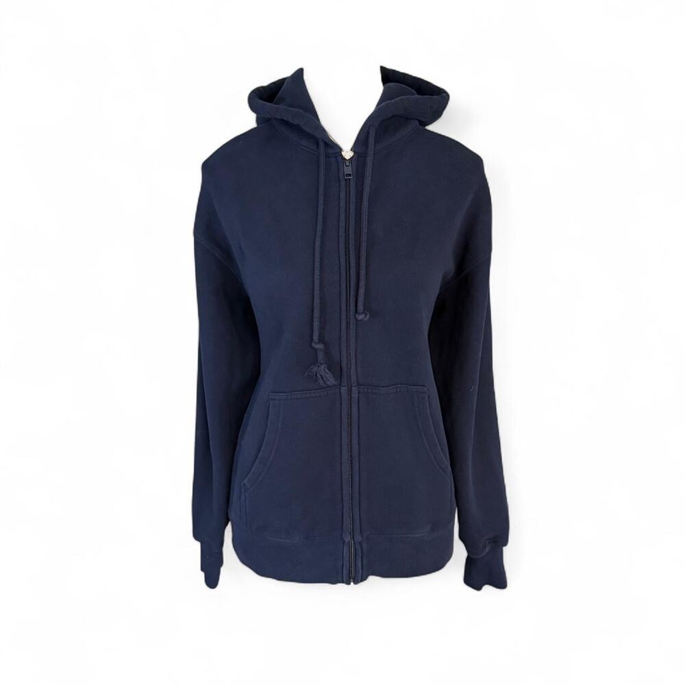 Aritzia TNA navy blue full cotton zip up hoodie size XS